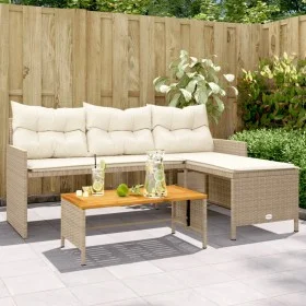 L-shaped garden sofa with beige PE rattan table and cushions by , Outdoor sofas - Ref: Foro24-365583, Price: 237,26 €, Discou...