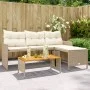 L-förmiges Gartensofa mit beigem PE-Rattantisch und Kissen von , Outdoor-Sofas - Ref: Foro24-365583, Preis: 237,26 €, Rabatt: %