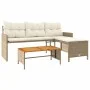 L-förmiges Gartensofa mit beigem PE-Rattantisch und Kissen von , Outdoor-Sofas - Ref: Foro24-365583, Preis: 237,26 €, Rabatt: %