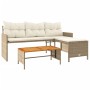 L-förmiges Gartensofa mit beigem PE-Rattantisch und Kissen von , Outdoor-Sofas - Ref: Foro24-365583, Preis: 224,59 €, Rabatt: %