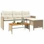Sofá de jardín en forma de L con mesa y cojines ratán PE beige de , Sofás de exterior - Ref: Foro24-365583, Precio: 237,58 €,...