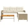 L-förmiges Gartensofa mit beigem PE-Rattantisch und Kissen von , Outdoor-Sofas - Ref: Foro24-365583, Preis: 237,26 €, Rabatt: %