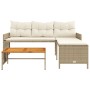 L-förmiges Gartensofa mit beigem PE-Rattantisch und Kissen von , Outdoor-Sofas - Ref: Foro24-365583, Preis: 224,59 €, Rabatt: %
