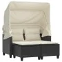 2 seater garden sofa with awning and black PE rattan stools by , Outdoor sofas - Ref: Foro24-365780, Price: 296,41 €, Discoun...