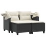 2 seater garden sofa with awning and black PE rattan stools by , Outdoor sofas - Ref: Foro24-365780, Price: 262,72 €, Discoun...