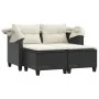 2 seater garden sofa with awning and black PE rattan stools by , Outdoor sofas - Ref: Foro24-365780, Price: 296,41 €, Discoun...
