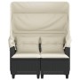 2 seater garden sofa with awning and black PE rattan stools by , Outdoor sofas - Ref: Foro24-365780, Price: 262,72 €, Discoun...