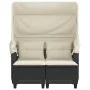 2 seater garden sofa with awning and black PE rattan stools by , Outdoor sofas - Ref: Foro24-365780, Price: 296,41 €, Discoun...