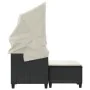 2 seater garden sofa with awning and black PE rattan stools by , Outdoor sofas - Ref: Foro24-365780, Price: 296,41 €, Discoun...