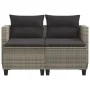 2 seater garden sofa with awning and gray PE rattan stools by , Outdoor sofas - Ref: Foro24-365796, Price: 271,37 €, Discount: %