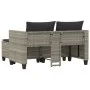 2 seater garden sofa with awning and gray PE rattan stools by , Outdoor sofas - Ref: Foro24-365796, Price: 271,37 €, Discount: %
