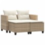 2-Sitzer-Gartensofa mit Markise und beigefarbenen PE-Rattanhockern von , Outdoor-Sofas - Ref: Foro24-365794, Preis: 246,72 €,...