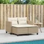 2 seater garden sofa with awning and beige PE rattan stools by , Outdoor sofas - Ref: Foro24-365794, Price: 273,04 €, Discoun...