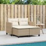 2-Sitzer-Gartensofa mit Markise und beigefarbenen PE-Rattanhockern von , Outdoor-Sofas - Ref: Foro24-365794, Preis: 246,72 €,...