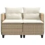 2 seater garden sofa with awning and beige PE rattan stools by , Outdoor sofas - Ref: Foro24-365794, Price: 273,04 €, Discoun...