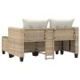 2 seater garden sofa with awning and beige PE rattan stools by , Outdoor sofas - Ref: Foro24-365794, Price: 273,04 €, Discoun...