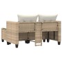 2-Sitzer-Gartensofa mit Markise und beigefarbenen PE-Rattanhockern von , Outdoor-Sofas - Ref: Foro24-365794, Preis: 246,72 €,...