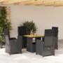 5-teiliges Gartenmöbel-Set mit schwarzen synthetischen Rattankissen von , Gartensets - Ref: Foro24-3277328, Preis: 568,14 €, ...