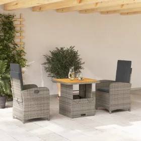 3-piece garden dining set with gray synthetic rattan cushions by , Garden sets - Ref: Foro24-3277337, Price: 371,41 €, Discou...