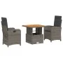 3-piece garden dining set with gray synthetic rattan cushions by , Garden sets - Ref: Foro24-3277337, Price: 371,41 €, Discou...