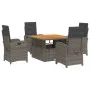 Set comedor de jardín 5 piezas con cojines ratán sintético gris de , Conjuntos de jardín - Ref: Foro24-3277342, Precio: 645,0...