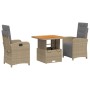 Set comedor de jardín 3 pzas con cojines ratán sintético beige de , Conjuntos de jardín - Ref: Foro24-3277363, Precio: 356,53...