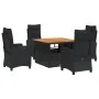 5-teiliges Gartenmöbel-Set mit schwarzen synthetischen Rattankissen von , Gartensets - Ref: Foro24-3277389, Preis: 688,78 €, ...