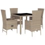 Set comedor de jardín 5 pzas con cojines ratán sintético beige de , Conjuntos de jardín - Ref: Foro24-3277569, Precio: 476,86...