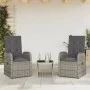 3-piece garden dining set with gray synthetic rattan cushions by , Garden sets - Ref: Foro24-3277607, Price: 359,93 €, Discou...