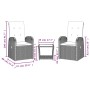 Set comedor de jardín 3 piezas con cojines ratán sintético gris