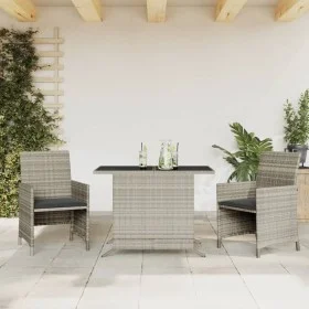 Gartenstühle und Tisch, 3 Stück, synthetisches Rattan, graue Kissen von , Gartensets - Ref: Foro24-365122, Preis: 186,65 €, R...