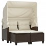 2 seater garden sofa with hood and brown PE rattan stools by , Outdoor sofas - Ref: Foro24-365782, Price: 270,34 €, Discount: %