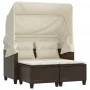 2 seater garden sofa with hood and brown PE rattan stools by , Outdoor sofas - Ref: Foro24-365782, Price: 294,72 €, Discount: %