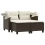 2 seater garden sofa with hood and brown PE rattan stools by , Outdoor sofas - Ref: Foro24-365782, Price: 294,72 €, Discount: %