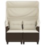2 seater garden sofa with hood and brown PE rattan stools by , Outdoor sofas - Ref: Foro24-365782, Price: 270,34 €, Discount: %