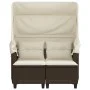 2 seater garden sofa with hood and brown PE rattan stools by , Outdoor sofas - Ref: Foro24-365782, Price: 294,72 €, Discount: %