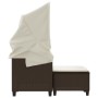 2 seater garden sofa with hood and brown PE rattan stools by , Outdoor sofas - Ref: Foro24-365782, Price: 270,34 €, Discount: %