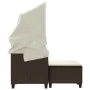 2 seater garden sofa with hood and brown PE rattan stools by , Outdoor sofas - Ref: Foro24-365782, Price: 294,72 €, Discount: %