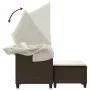 2 seater garden sofa with hood and brown PE rattan stools by , Outdoor sofas - Ref: Foro24-365782, Price: 294,72 €, Discount: %