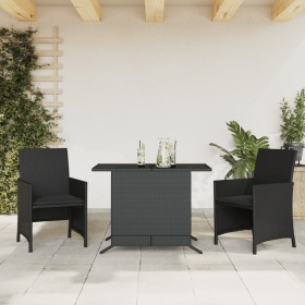 Mesita y sillas con cojines 3 piezas ratán sintético negro de , Conjuntos de jardín - Ref: Foro24-365117, Precio: 187,83 €, D...