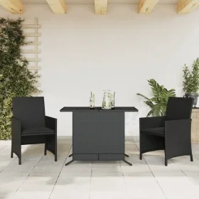 Table and chairs with cushions 3 pieces black synthetic rattan by , Garden sets - Ref: Foro24-365117, Price: 206,92 €, Discou...