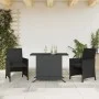 Table and chairs with cushions 3 pieces black synthetic rattan by , Garden sets - Ref: Foro24-365117, Price: 206,92 €, Discou...