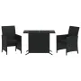 Table and chairs with cushions 3 pieces black synthetic rattan by , Garden sets - Ref: Foro24-365117, Price: 206,92 €, Discou...