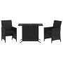 Tisch und Stühle mit Kissen, 3 Stück, schwarzes synthetisches Rattan von , Gartensets - Ref: Foro24-365117, Preis: 187,60 €, ...