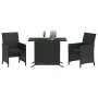 Table and chairs with cushions 3 pieces black synthetic rattan by , Garden sets - Ref: Foro24-365117, Price: 206,92 €, Discou...