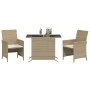 Garden chairs and table 3 pieces synthetic rattan beige cushion by , Garden sets - Ref: Foro24-365120, Price: 185,71 €, Disco...