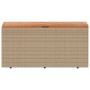 Caja de almacenaje jardín madera acacia ratán beige 110x50x54cm