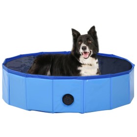 Piscina para perros plegable PVC azul 80x20 cm