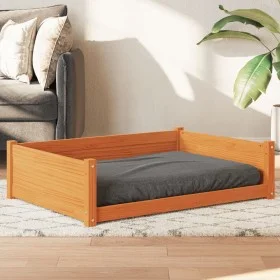 Hundebett aus wachsbraunem Kiefernholz, 105,5 x 75,5 x 28 cm von , Betten für Hunde - Ref: Foro24-844466, Preis: 97,71 €, Rab...