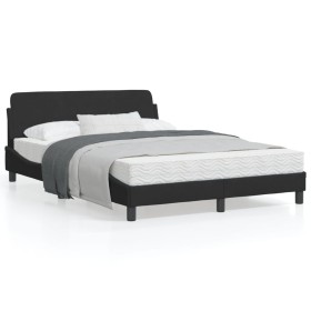 Estructura de cama con cabecero de terciopelo negro 140x190 cm